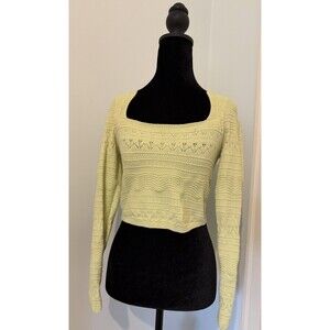 Urban Outfitters Siouxsie Square Neck Boho Chic Crop Sweater Green  Size Large